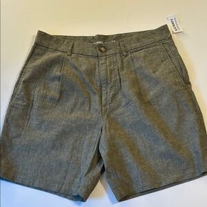Old Navy linen blend Shorts 31 slim‎ pleated Heritage Green Classic vacation